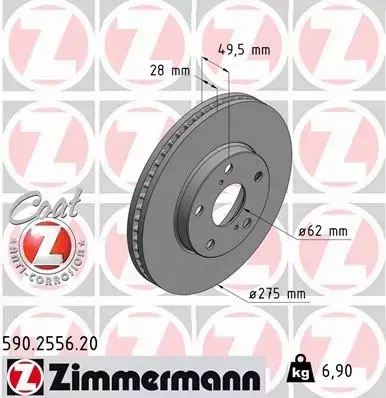 ZIMMERMANN TARCZE HAMULCOWE PRZÓD 590.2556.20 