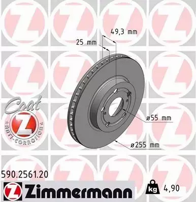 ZIMMERMANN TARCZE+KLOCKI P TOYOTA PRIUS W3 W4 255MM 