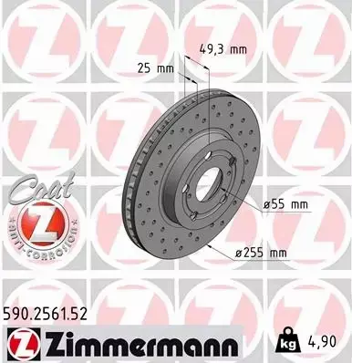 ZIMMERMANN TARCZA HAMULCOWA 590.2561.52 