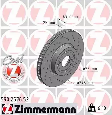 ZIMMERMANN TARCZE HAMULCOWE SPORT PRZÓD 590.2576.52 