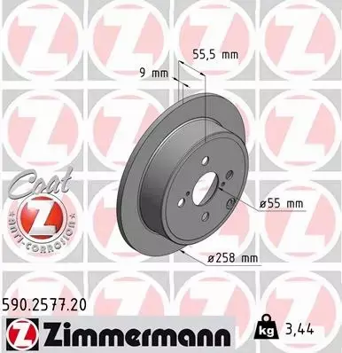 ZIMMERMANN TARCZE+KLOCKI TYŁ TOYOTA COROLLA E12 