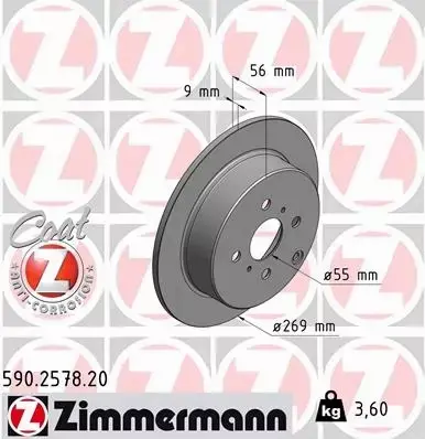 ZIMMERMANN TARCZE HAMULCOWE TYŁ 590.2578.20 