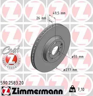 ZIMMERMANN TARCZE HAMULCOWE PRZÓD 590.2583.20 