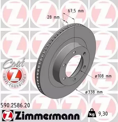 ZIMMERMANN TARCZE HAMULCOWE PRZÓD 590.2586.20 