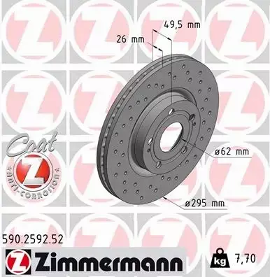 ZIMMERMANN SPORT TARCZE+KLOCKI PRZÓD AVENSIS T25 