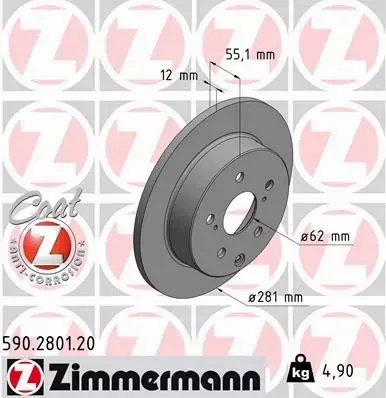 ZIMMERMANN TARCZE+KLOCKI TYŁ TOYOTA RAV 4 III IV 