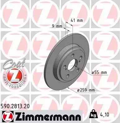 ZIMMERMANN TARCZE HAMULCOWE TYŁ 590.2813.20 