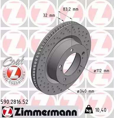 ZIMMERMANN TARCZE HAMULCOWE SPORT PRZÓD 590.2816.52 