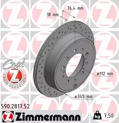 ZIMMERMANN TARCZE HAMULCOWE SPORT TYŁ 590.2817.52 