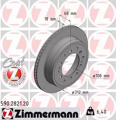 ZIMMERMANN TARCZE HAMULCOWE TYŁ 590.2821.20 