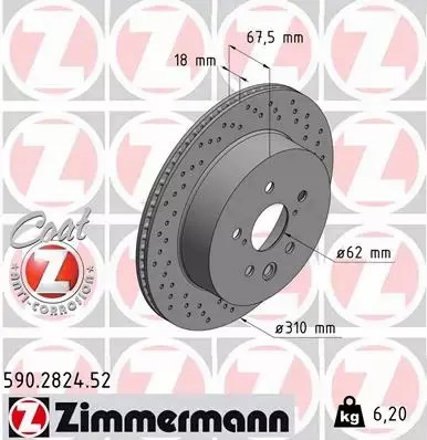 ZIMMERMANN TARCZE HAMULCOWE SPORT TYŁ 590.2824.52 