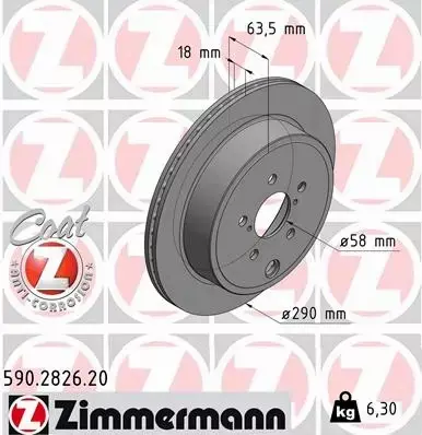 ZIMMERMANN TARCZE HAMULCOWE TYŁ 590.2826.20 