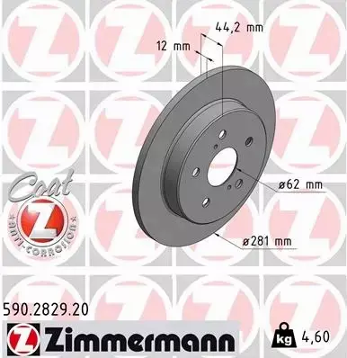 ZIMMERMANN TARCZE+KLOCKI TYŁ TOYOTA RAV 4 V 281MM 