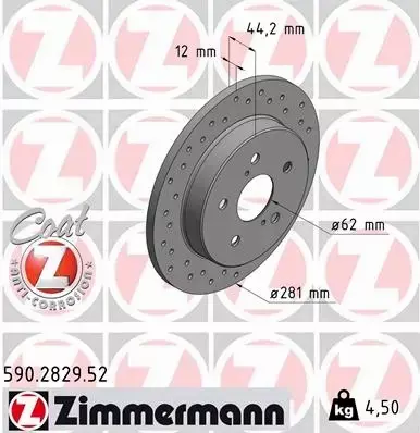 ZIMMERMANN TARCZE HAMULCOWE SPORT TYŁ 590.2829.52 