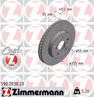 ZIMMERMANN TARCZA HAMULCOWA 590.2830.20 