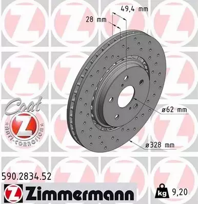 ZIMMERMANN TARCZA HAMULCOWE SPORT 590.2834.52 