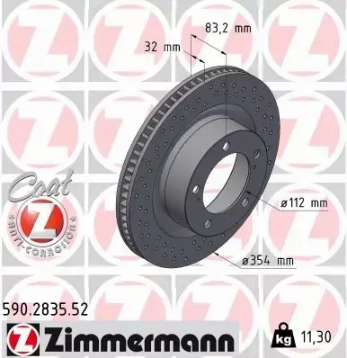 ZIMMERMANN TARCZA HAMULCOWA 590.2835.52 