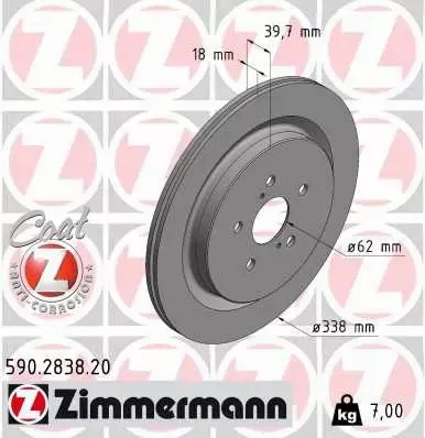 ZIMMERMANN TARCZA HAMULCOWA 590.2838.20 