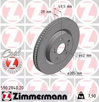 ZIMMERMANN TARCZA HAMULCOWA 590.2840.20 