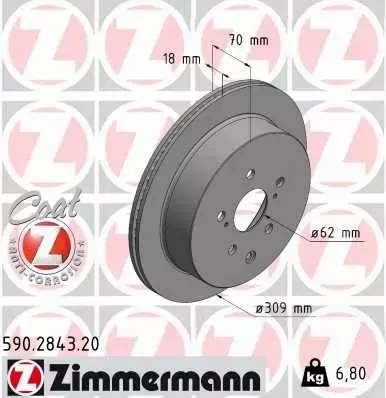 ZIMMERMANN TARCZA HAMULCOWA 590.2843.20 