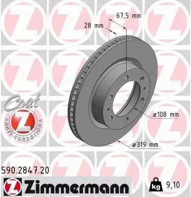 ZIMMERMANN TARCZA HAMULCOWA 590.2847.20 