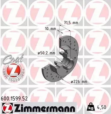 ZIMMERMANN TARCZA HAMULCOWA 600.1599.52 