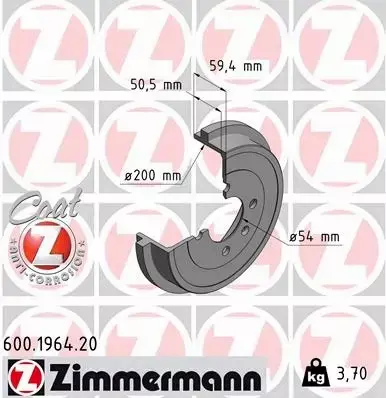 ZIMMERMANN BĘBEN HAMULCOWY TYŁ 600.1964.20 