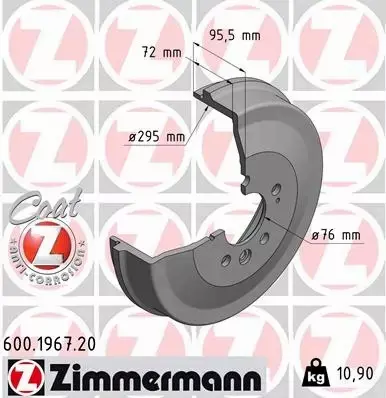 ZIMMERMANN BĘBEN HAMULCOWY TYŁ 600.1967.20 