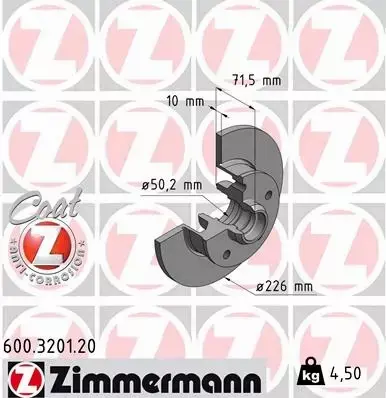 ZIMMERMANN TARCZE HAMULCOWE TYŁ 600.3201.20 