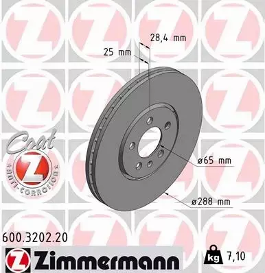 ZIMMERMANN TARCZA HAMULCOWA 600.3202.20 