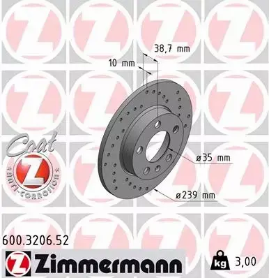 ZIMMERMANN TARCZA HAMULCOWA 600.3206.52 