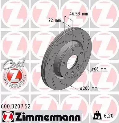 ZIMMERMANN TARCZE PRZÓD AUDI A4 B5 B6 B7 280MM 