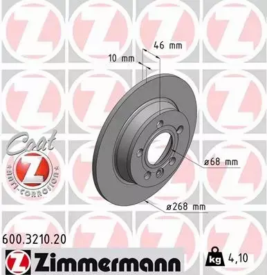 ZIMMERMANN TARCZE HAMULCOWE TYŁ 600.3210.20 