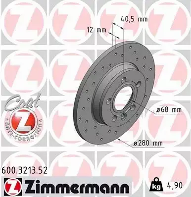 ZIMMERMANN TARCZA HAMULCOWA 600.3213.52 