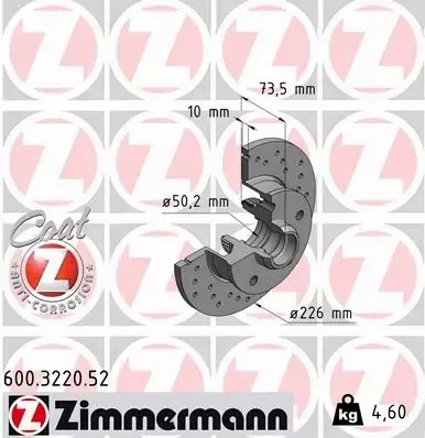 ZIMMERMANN TARCZA HAMULCOWA 600.3220.52 