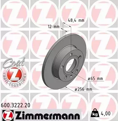 ZIMMERMANN TARCZE+KLOCKI TYŁ AUDI A3 8P 256MM 