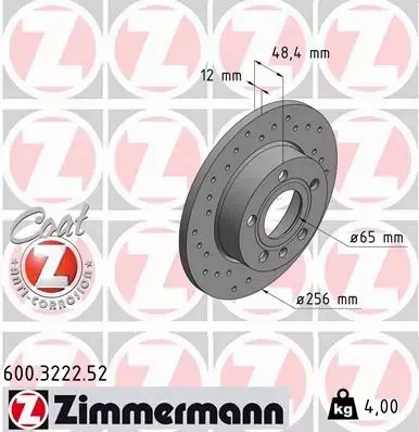 ZIMMERMANN TARCZE HAMULCOWE SPORT TYŁ 600.3222.52 