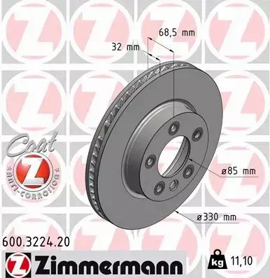 ZIMMERMANN TARCZE+KLOCKI PRZÓD VW TOUAREG 330MM 