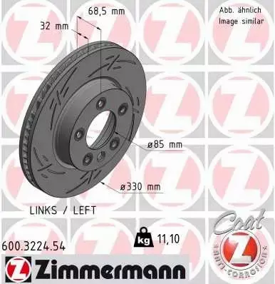 ZIMMERMANN TARCZE HAMULCOWE PRZÓD 600.3224.54 