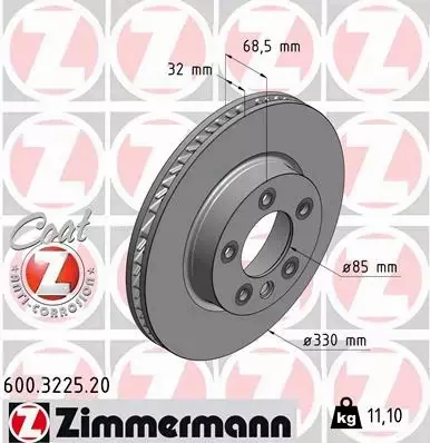 ZIMMERMANN TARCZE+KLOCKI PRZÓD VW TOUAREG 330MM 