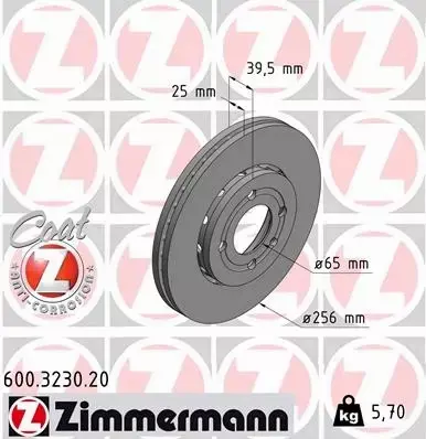 ZIMMERMANN TARCZE HAMULCOWE PRZÓD 600.3230.20 