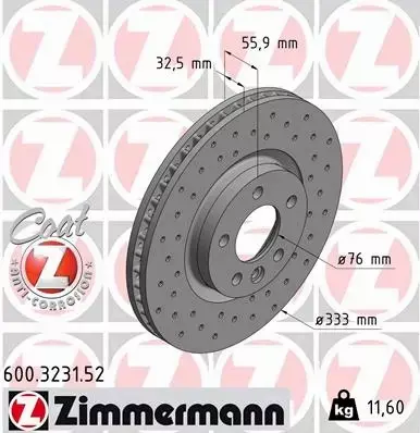 ZIMMERMANN TARCZE HAMULCOWE SPORT PRZÓD 600.3231.52 