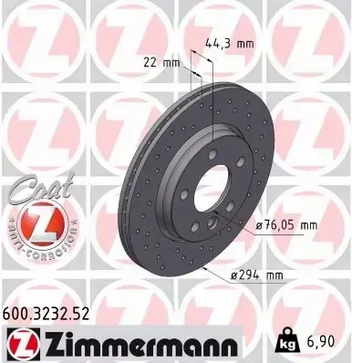 ZIMMERMANN TARCZE HAMULCOWE SPORT TYŁ 600.3232.52 