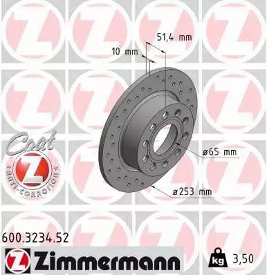 ZIMMERMANN SPORT TARCZE+KLOCKI T AUDI A3 8P 253MM 