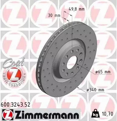 ZIMMERMANN TARCZE+KLOCKI P AUDI TT FV 340MM 