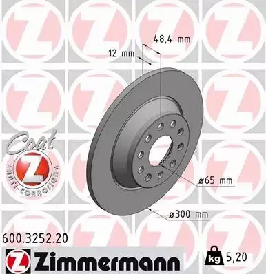 ZIMMERMANN TARCZE TYŁ AUDI A3 8V Q3 8U TT FV 300MM 