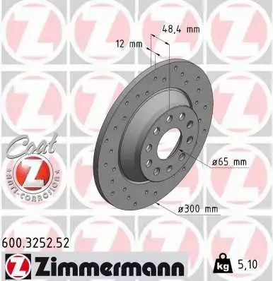 ZIMMERMANN TARCZA HAMULCOWA 600.3252.52 