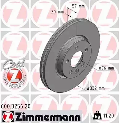 ZIMMERMANN TARCZE HAMULCOWE PRZÓD 600.3256.20 