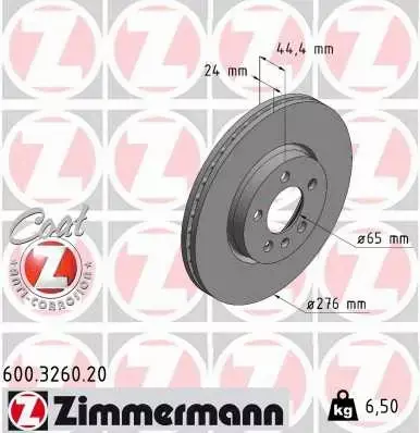 ZIMMERMANN TARCZA HAMULCOWA 600.3260.20 