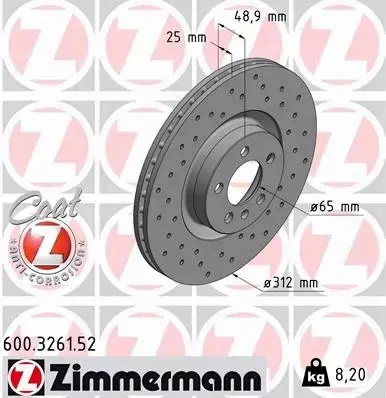 ZIMMERMANN TARCZA HAMULCOWE SPORT 600.3261.52 